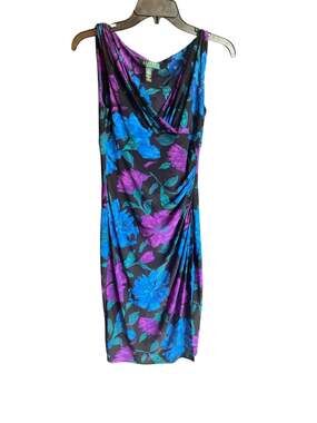 Lauren Ralph Lauren Floral Ruched Surplice Jersey Dress Size 4
